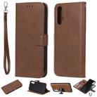 For Huawei nova 5 Solid Color Horizontal Flip Protective Case with Holder & Card Slots & Wallet & Photo Frame & Lanyard(Brown) - 1