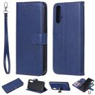 For Huawei nova 5 Solid Color Horizontal Flip Protective Case with Holder & Card Slots & Wallet & Photo Frame & Lanyard(Blue) - 1