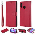 For Huawei nova 3 Solid Color Horizontal Flip Protective Case with Holder & Card Slots & Wallet & Photo Frame & Lanyard(Red) - 1