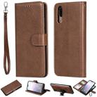For Huawei P20 Solid Color Horizontal Flip Protective Case with Holder & Card Slots & Wallet & Photo Frame & Lanyard(Brown) - 1