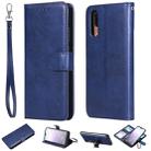 For Huawei P20 Solid Color Horizontal Flip Protective Case with Holder & Card Slots & Wallet & Photo Frame & Lanyard(Blue) - 1