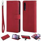 For Huawei P20 Pro Solid Color Horizontal Flip Protective Case with Holder & Card Slots & Wallet & Photo Frame & Lanyard(Red) - 1