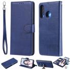 For Huawei P30 Lite / nova 4e Solid Color Horizontal Flip Protective Case with Holder & Card Slots & Wallet & Photo Frame & Lanyard(Blue) - 1