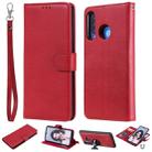 For Huawei P30 Lite / nova 4e Solid Color Horizontal Flip Protective Case with Holder & Card Slots & Wallet & Photo Frame & Lanyard(Red) - 1