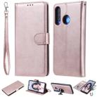 For Huawei P30 Lite / nova 4e Solid Color Horizontal Flip Protective Case with Holder & Card Slots & Wallet & Photo Frame & Lanyard(Rose Gold) - 1