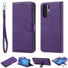 For Huawei P30 Pro Solid Color Horizontal Flip Protective Case with Holder & Card Slots & Wallet & Photo Frame & Lanyard(Purple) - 1