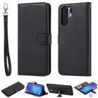 For Huawei P30 Pro Solid Color Horizontal Flip Protective Case with Holder & Card Slots & Wallet & Photo Frame & Lanyard(Black) - 1