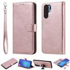 For Huawei P30 Pro Solid Color Horizontal Flip Protective Case with Holder & Card Slots & Wallet & Photo Frame & Lanyard(Rose Gold) - 1