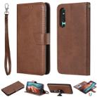 For Huawei P30 Solid Color Horizontal Flip Protective Case with Holder & Card Slots & Wallet & Photo Frame & Lanyard(Brown) - 1