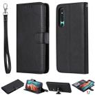 For Huawei P30 Solid Color Horizontal Flip Protective Case with Holder & Card Slots & Wallet & Photo Frame & Lanyard(Black) - 1