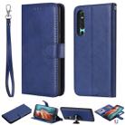 For Huawei P30 Solid Color Horizontal Flip Protective Case with Holder & Card Slots & Wallet & Photo Frame & Lanyard(Blue) - 1