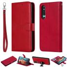 For Huawei P30 Solid Color Horizontal Flip Protective Case with Holder & Card Slots & Wallet & Photo Frame & Lanyard(Red) - 1