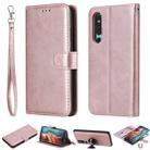 For Huawei P30 Solid Color Horizontal Flip Protective Case with Holder & Card Slots & Wallet & Photo Frame & Lanyard(Rose Gold) - 1