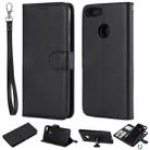 For Huawei P Smart / Enjoy 7s Solid Color Horizontal Flip Protective Case with Holder & Card Slots & Wallet & Photo Frame & Lanyard(Black) - 1