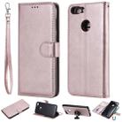For Huawei P Smart / Enjoy 7s Solid Color Horizontal Flip Protective Case with Holder & Card Slots & Wallet & Photo Frame & Lanyard(Rose Gold) - 1