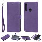 For Huawei P Smart Z / Y9 Prime Solid Color Horizontal Flip Protective Case with Holder & Card Slots & Wallet & Photo Frame & Lanyard(Purple) - 1