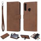 For Huawei P Smart Z / Y9 Prime Solid Color Horizontal Flip Protective Case with Holder & Card Slots & Wallet & Photo Frame & Lanyard(Brown) - 1