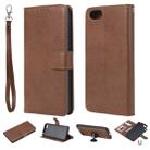 For Huawei Y5 Prime (2018) Solid Color Horizontal Flip Protective Case with Holder & Card Slots & Wallet & Photo Frame & Lanyard(Brown) - 1