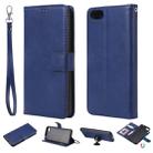 For Huawei Y5 Prime (2018) Solid Color Horizontal Flip Protective Case with Holder & Card Slots & Wallet & Photo Frame & Lanyard(Blue) - 1