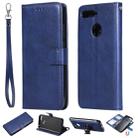 For Huawei Y6 (2018) / Honor 7A Solid Color Horizontal Flip Protective Case with Holder & Card Slots & Wallet & Photo Frame & Lanyard(Blue) - 1