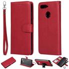 For Huawei Y6 (2018) / Honor 7A Solid Color Horizontal Flip Protective Case with Holder & Card Slots & Wallet & Photo Frame & Lanyard(Red) - 1