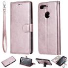 For Huawei Y6 (2018) / Honor 7A Solid Color Horizontal Flip Protective Case with Holder & Card Slots & Wallet & Photo Frame & Lanyard(Rose Gold) - 1