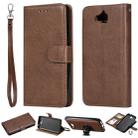 For Huawei Y6 Pro / Enjoy 5 Solid Color Horizontal Flip Protective Case with Holder & Card Slots & Wallet & Photo Frame & Lanyard(Brown) - 1