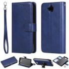 For Huawei Y6 Pro / Enjoy 5 Solid Color Horizontal Flip Protective Case with Holder & Card Slots & Wallet & Photo Frame & Lanyard(Blue) - 1