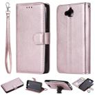 For Huawei Y6 Pro / Enjoy 5 Solid Color Horizontal Flip Protective Case with Holder & Card Slots & Wallet & Photo Frame & Lanyard(Rose Gold) - 1