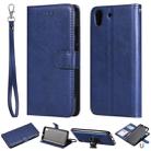 For Huawei Y6 (2019) Solid Color Horizontal Flip Protective Case with Holder & Card Slots & Wallet & Photo Frame & Lanyard(Blue) - 1