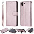 For Huawei Y6 (2019) Solid Color Horizontal Flip Protective Case with Holder & Card Slots & Wallet & Photo Frame & Lanyard(Rose Gold) - 1