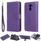 For Huawei Y7 Prime Solid Color Horizontal Flip Protective Case with Holder & Card Slots & Wallet & Photo Frame & Lanyard(Purple) - 1