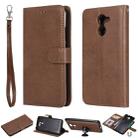 For Huawei Y7 Prime Solid Color Horizontal Flip Protective Case with Holder & Card Slots & Wallet & Photo Frame & Lanyard(Brown) - 1