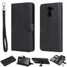 For Huawei Y7 Prime Solid Color Horizontal Flip Protective Case with Holder & Card Slots & Wallet & Photo Frame & Lanyard(Black) - 1