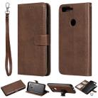 For Huawei Y7 Pro / Honor 7C Solid Color Horizontal Flip Protective Case with Holder & Card Slots & Wallet & Photo Frame & Lanyard(Brown) - 1