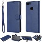 For Huawei Y9 (2018) Solid Color Horizontal Flip Protective Case with Holder & Card Slots & Wallet & Photo Frame & Lanyard(Blue) - 1