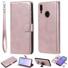 For Huawei Enjoy 9 / Y7 (2019) Solid Color Horizontal Flip Protective Case with Holder & Card Slots & Wallet & Photo Frame & Lanyard(Rose Gold) - 1