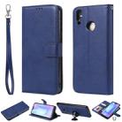 For Huawei Honor 8C Solid Color Horizontal Flip Protective Case with Holder & Card Slots & Wallet & Photo Frame & Lanyard(Blue) - 1