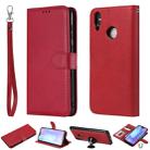 For Huawei Honor 8C Solid Color Horizontal Flip Protective Case with Holder & Card Slots & Wallet & Photo Frame & Lanyard(Red) - 1