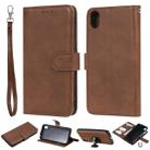 For Huawei Honor 8s / Y5 (2019) Solid Color Horizontal Flip Protective Case with Holder & Card Slots & Wallet & Photo Frame & Lanyard(Brown) - 1