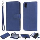 For Huawei Honor 8s / Y5 (2019) Solid Color Horizontal Flip Protective Case with Holder & Card Slots & Wallet & Photo Frame & Lanyard(Blue) - 1