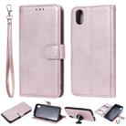 For Huawei Honor 8s / Y5 (2019) Solid Color Horizontal Flip Protective Case with Holder & Card Slots & Wallet & Photo Frame & Lanyard(Rose Gold) - 1