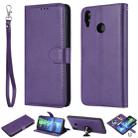For Huawei Honor 8X Solid Color Horizontal Flip Protective Case with Holder & Card Slots & Wallet & Photo Frame & Lanyard(Purple) - 1