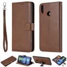 For Huawei Honor 8X Solid Color Horizontal Flip Protective Case with Holder & Card Slots & Wallet & Photo Frame & Lanyard(Brown) - 1