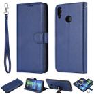 For Huawei Honor 8X Solid Color Horizontal Flip Protective Case with Holder & Card Slots & Wallet & Photo Frame & Lanyard(Blue) - 1