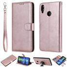 For Huawei Honor 8X Solid Color Horizontal Flip Protective Case with Holder & Card Slots & Wallet & Photo Frame & Lanyard(Rose Gold) - 1