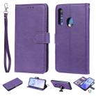 For Huawei Honor 10i Solid Color Horizontal Flip Protective Case with Holder & Card Slots & Wallet & Photo Frame & Lanyard(Purple) - 1