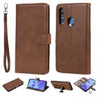 For Huawei Honor 10i Solid Color Horizontal Flip Protective Case with Holder & Card Slots & Wallet & Photo Frame & Lanyard(Brown) - 1