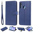 For Huawei Honor 10i Solid Color Horizontal Flip Protective Case with Holder & Card Slots & Wallet & Photo Frame & Lanyard(Blue) - 1