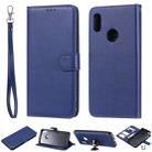 For Huawei Honor 8A / Y6 (2019) Solid Color Horizontal Flip Protective Case with Holder & Card Slots & Wallet & Photo Frame & Lanyard(Blue) - 1